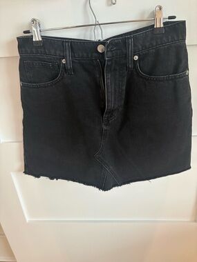 Madewell Black Denim Mini Skirt with Raw Hem